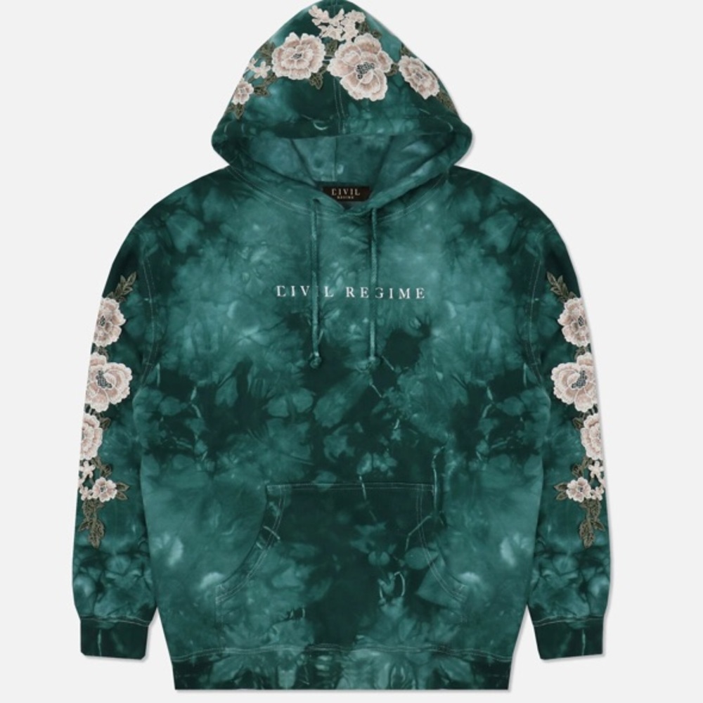 Civil Regime aqua marble white roses hoodie - Picture 3 of 9